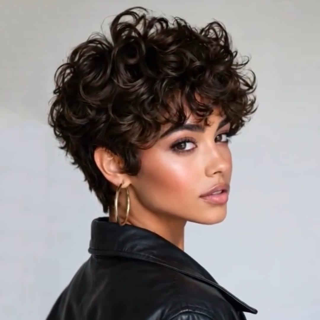 AILUXY Perruque Courte Pixie Bouclée | Boucles Décontractées Look Très Naturel
