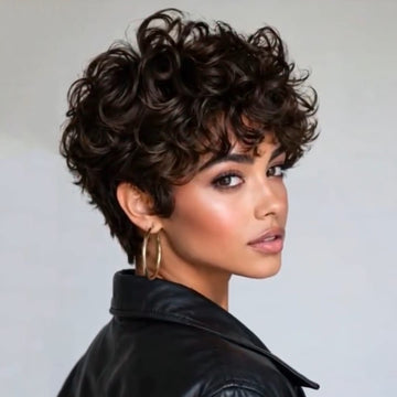 AILUXY Perruque Courte Pixie Bouclée | Boucles Décontractées Look Très Naturel