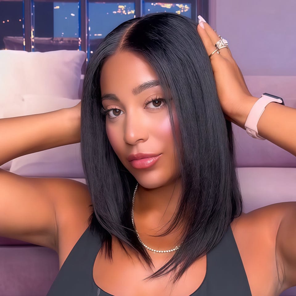 AILUXY Perruque courte Pixie Cut 13X4 YAKI LISSE
