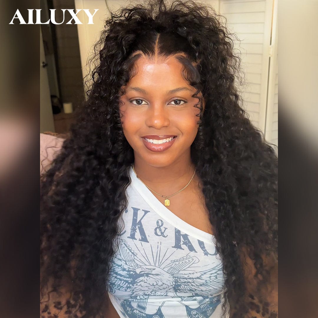 AILUXY Perruque Curly Lace Front 13x4 Frontal – Cheveux 100% Naturels pour un Look Glamour 3.0，Coiffure Relevée