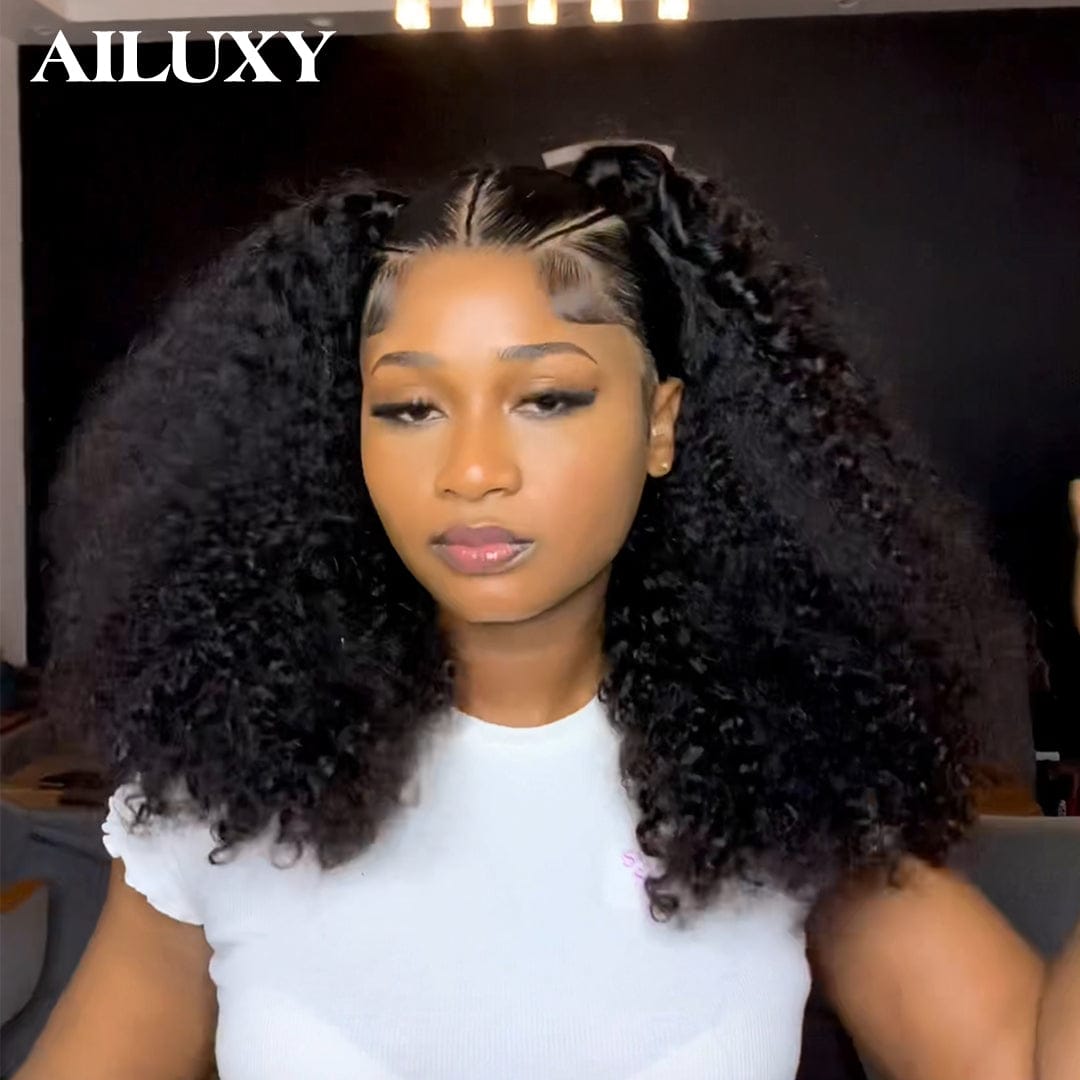 AILUXY Perruque Curly Tressée 13x4 Lace Frontal - 100% Cheveux Humains Comme la photo