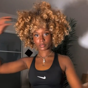 AILUXY Perruque Frange 1B/27Couleur Egg Wave 100% Cheveux Humains,Brillance et Douceur Inégalées