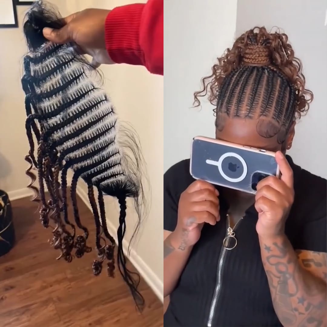 AILUXY Perruque frontale noir en dentelle transparente 13X6 avec tresses et effet naturel