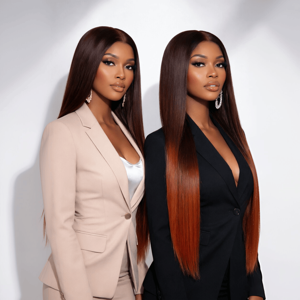 AILUXY Perruque Humaine 13x4 Lace Front Lisse – 100% Cheveux Humains, Couleur Orange Dégradé Authentique Comme sur la photo