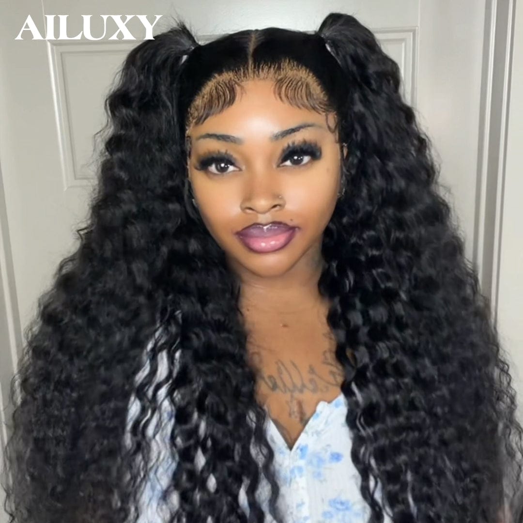 AILUXY Perruque Lace Front 13x4 Humaine Bouclée Profonde – Cheveux 100% Naturels pour un Look Glamour