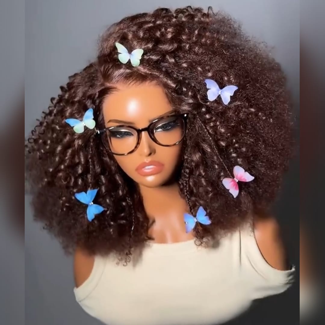 AILUXY Perruque lace front Afro Curls Volumineux,Boucles Profondes, pas de Frisottis, Entretien Facile