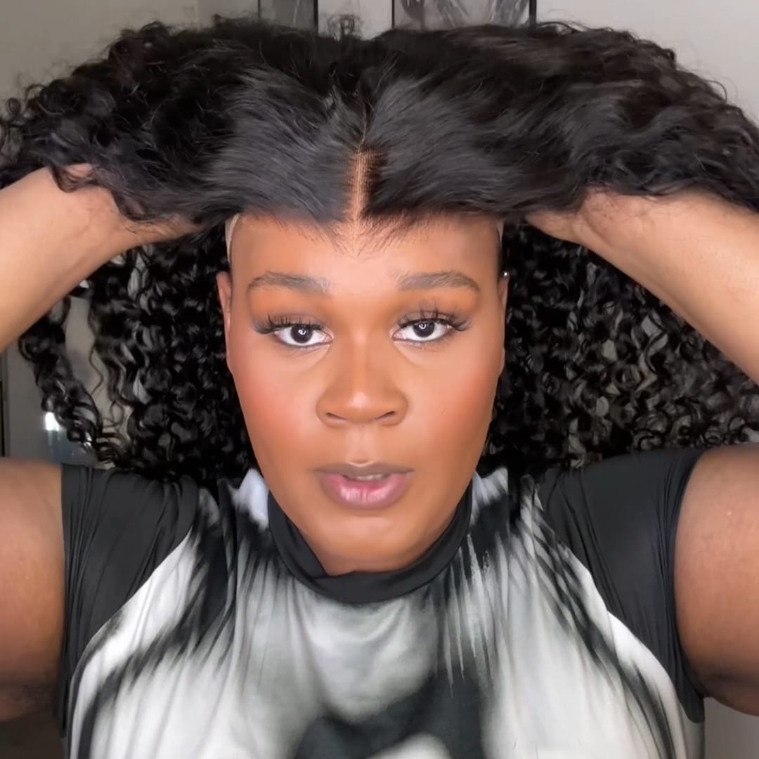 AILUXY Perruque Longue à Texture Frisée Profonde Brillance Satinée 13x4 Lace Frontal 200% densité Vrais 100% Cheveux Humains