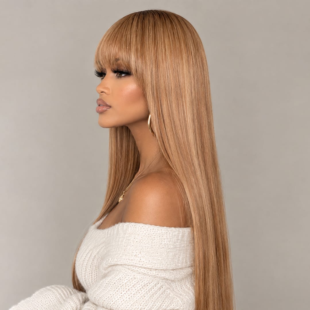 AILUXY Perruque Mixte Lisse Longue Avec Frange