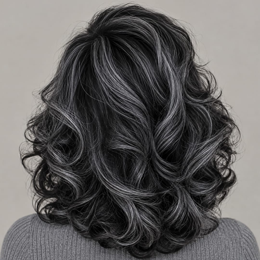 AILUXY Perruque Perruque  lace frontal personnalisée avancée poivre et sel gris‑noir Identique à l’image