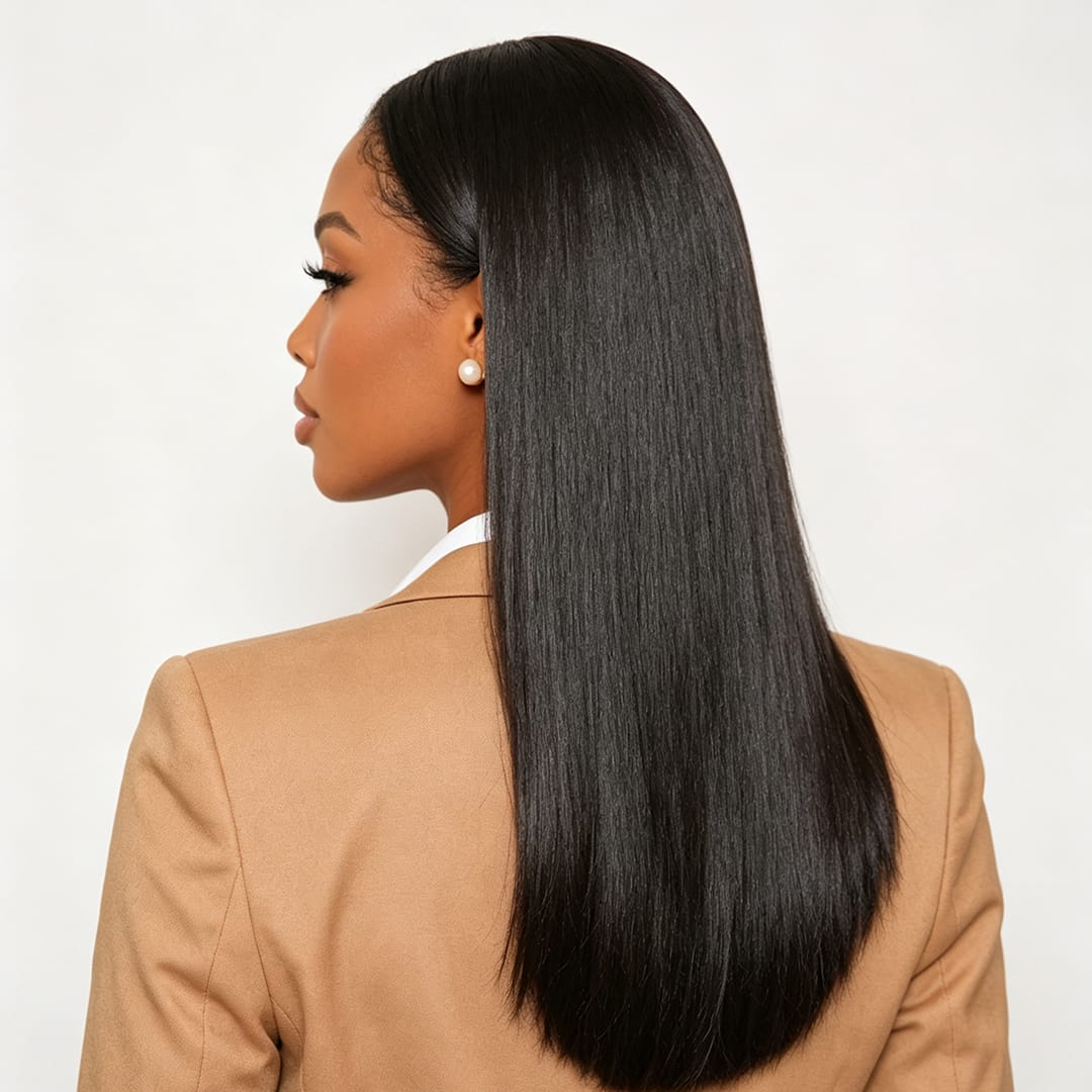 AILUXY Perruque Sans Colle 4x4 Lace Closure Perruque BOB Perruque Lisse 200% densité 100% Cheveux humains  comme sur la vidéo 2 - 3 jours reçus+Un beau cadeau