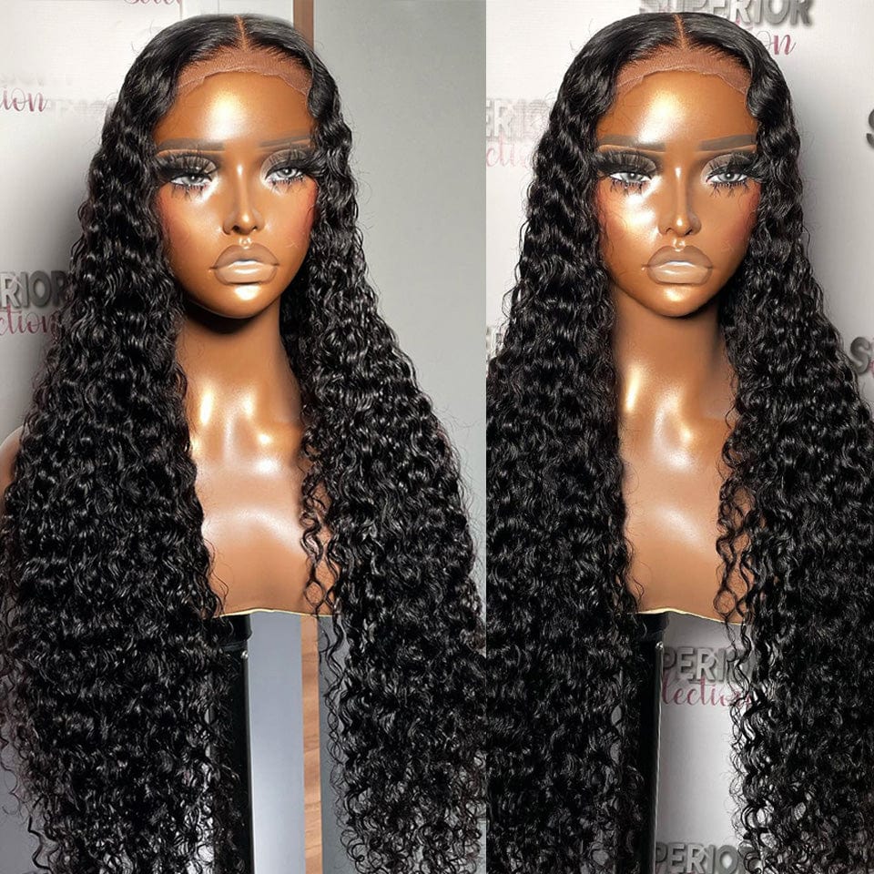 AILUXY Perruque Sans Colle 4x4 Lace Frontal Perruque Curly Vrais Cheveux Humains