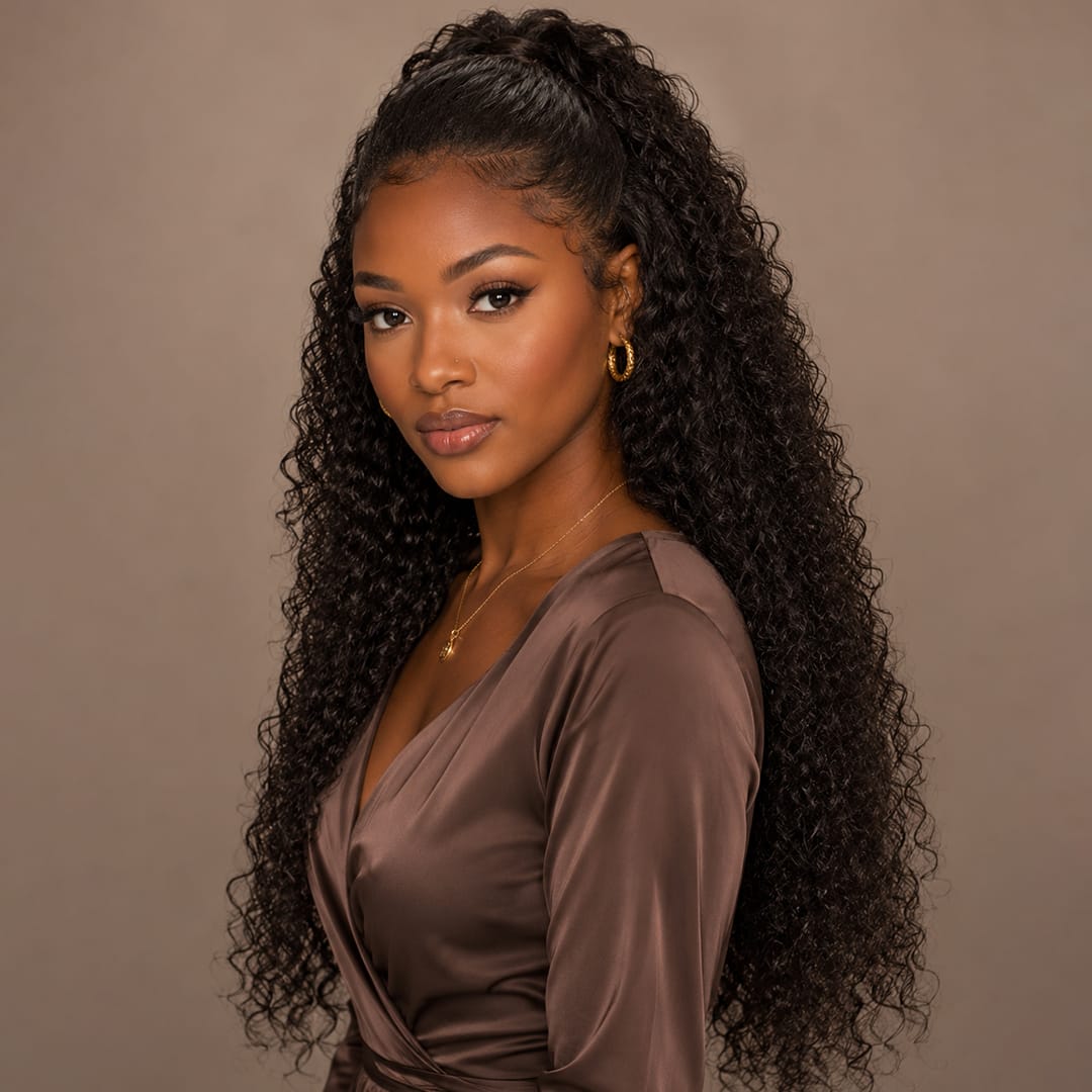 AILUXY Perruque Sans Colle 4x4 Lace Frontal Perruque Curly Vrais Cheveux Humains
