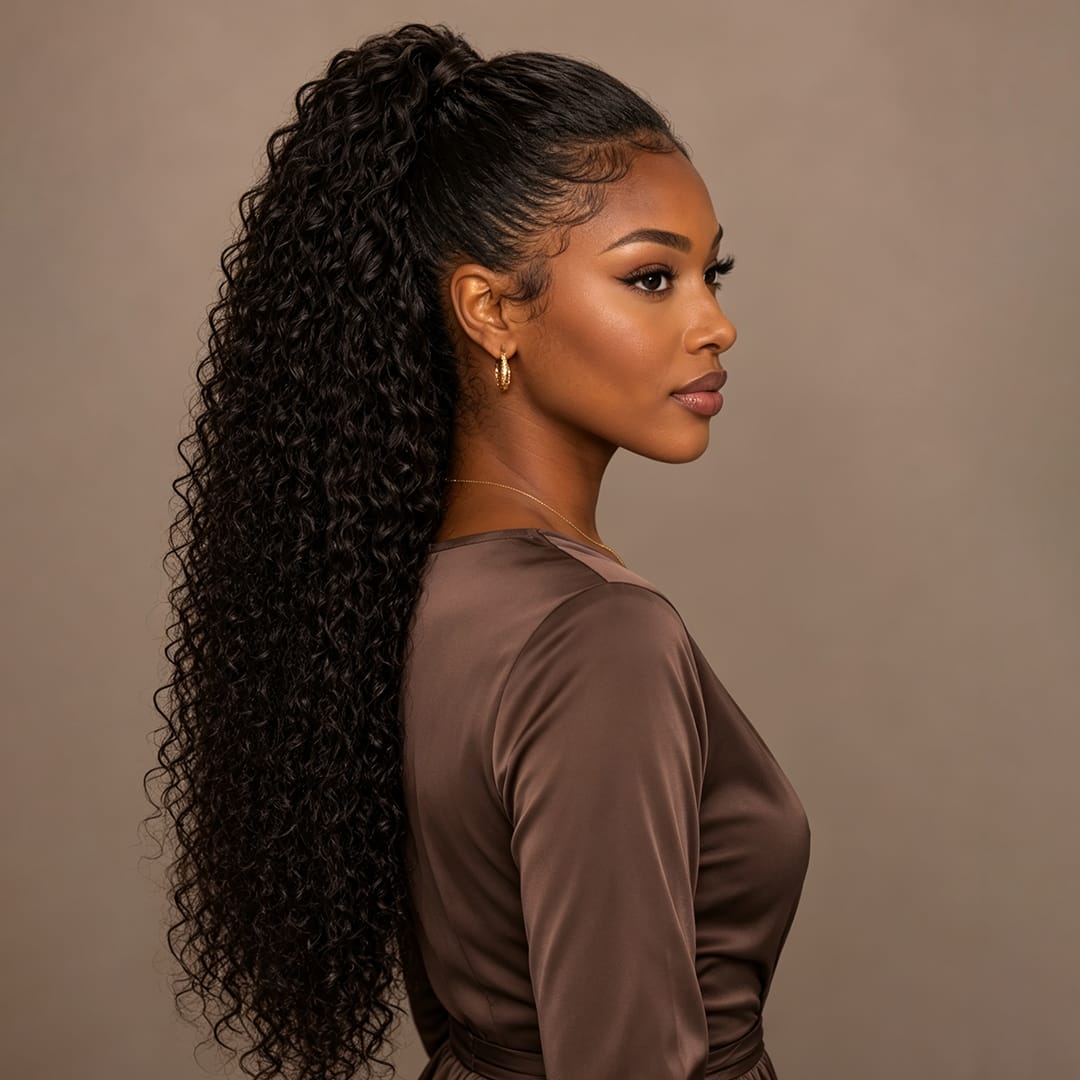 AILUXY Perruque Sans Colle 4x4 Lace Frontal Perruque Curly Vrais Cheveux Humains