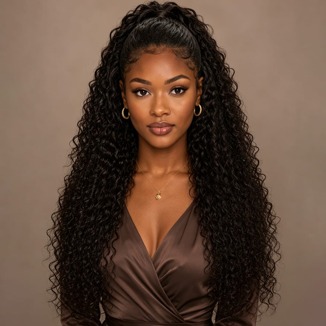 AILUXY Perruque Sans Colle 4x4 Lace Frontal Perruque Curly Vrais Cheveux Humains