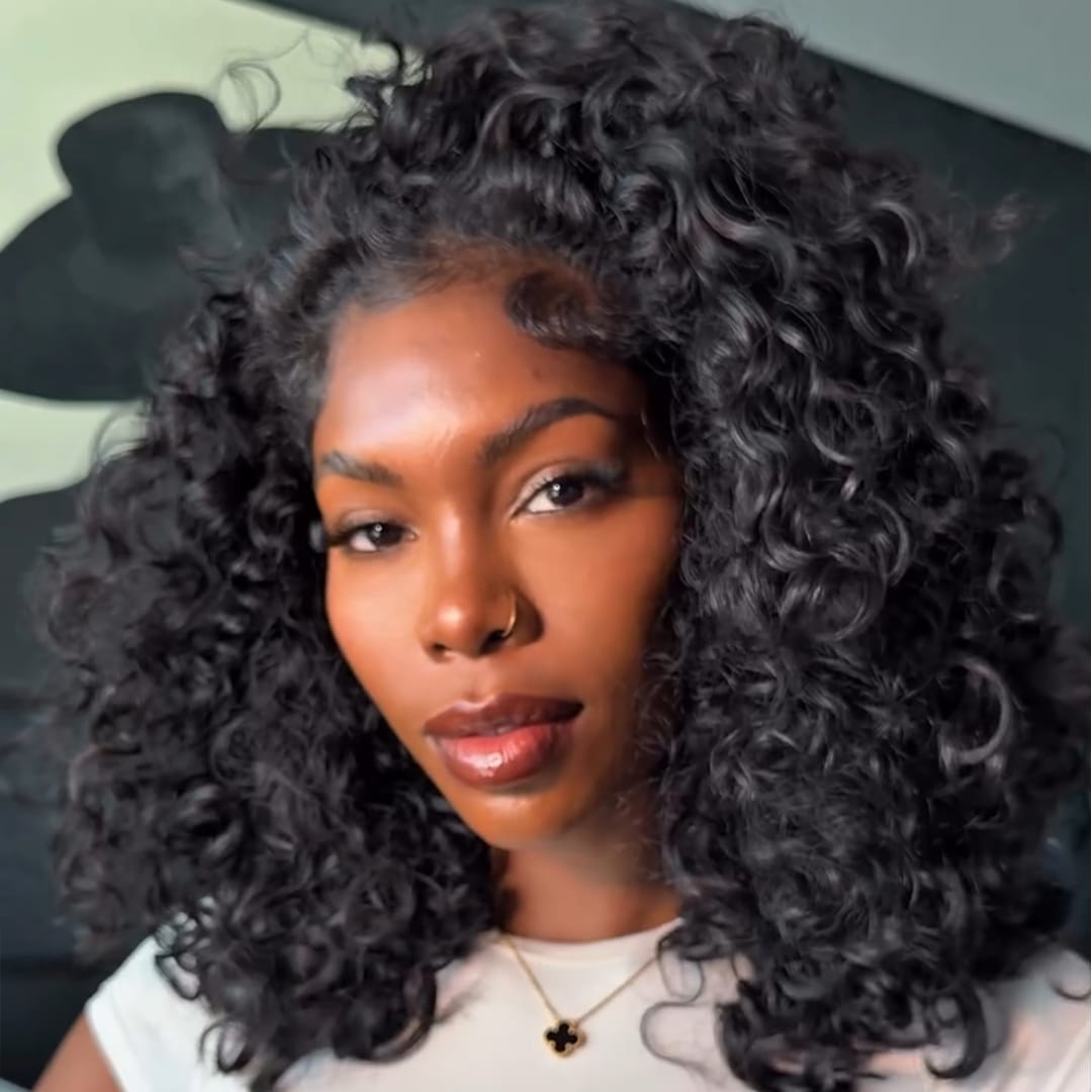 AILUXY Perruque Semi‑Machine Couleur Naturelle, Petites Boucles Crépues, Rendu Ultra‑Naturel