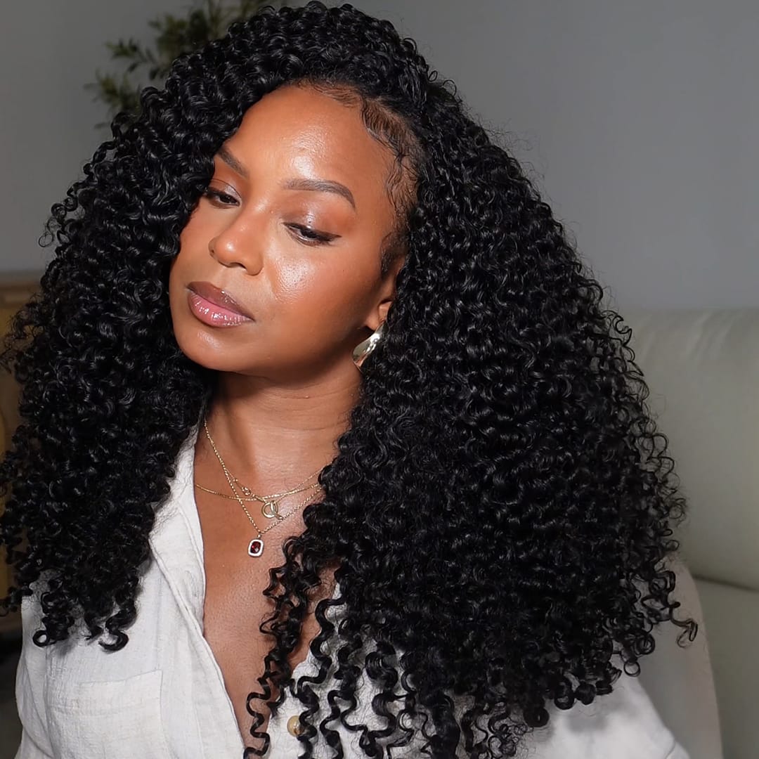 AILUXY Tissage à Nœuds Plumes à Petites Boucles ,Texture Crépue Authentique,100% cheveux humains 2.0