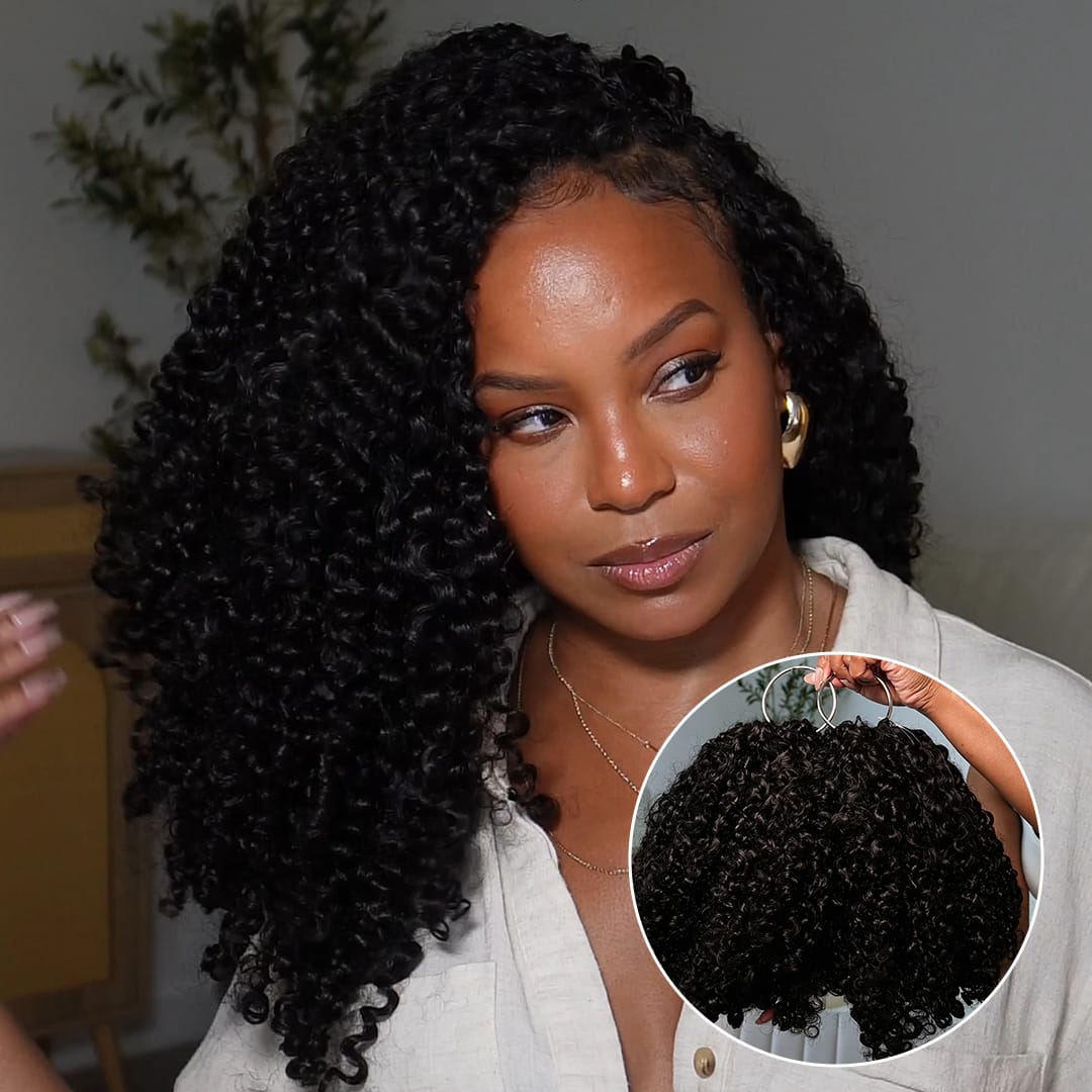 AILUXY Tissage à Nœuds Plumes à Petites Boucles ,Texture Crépue Authentique,100% cheveux humains 2.0