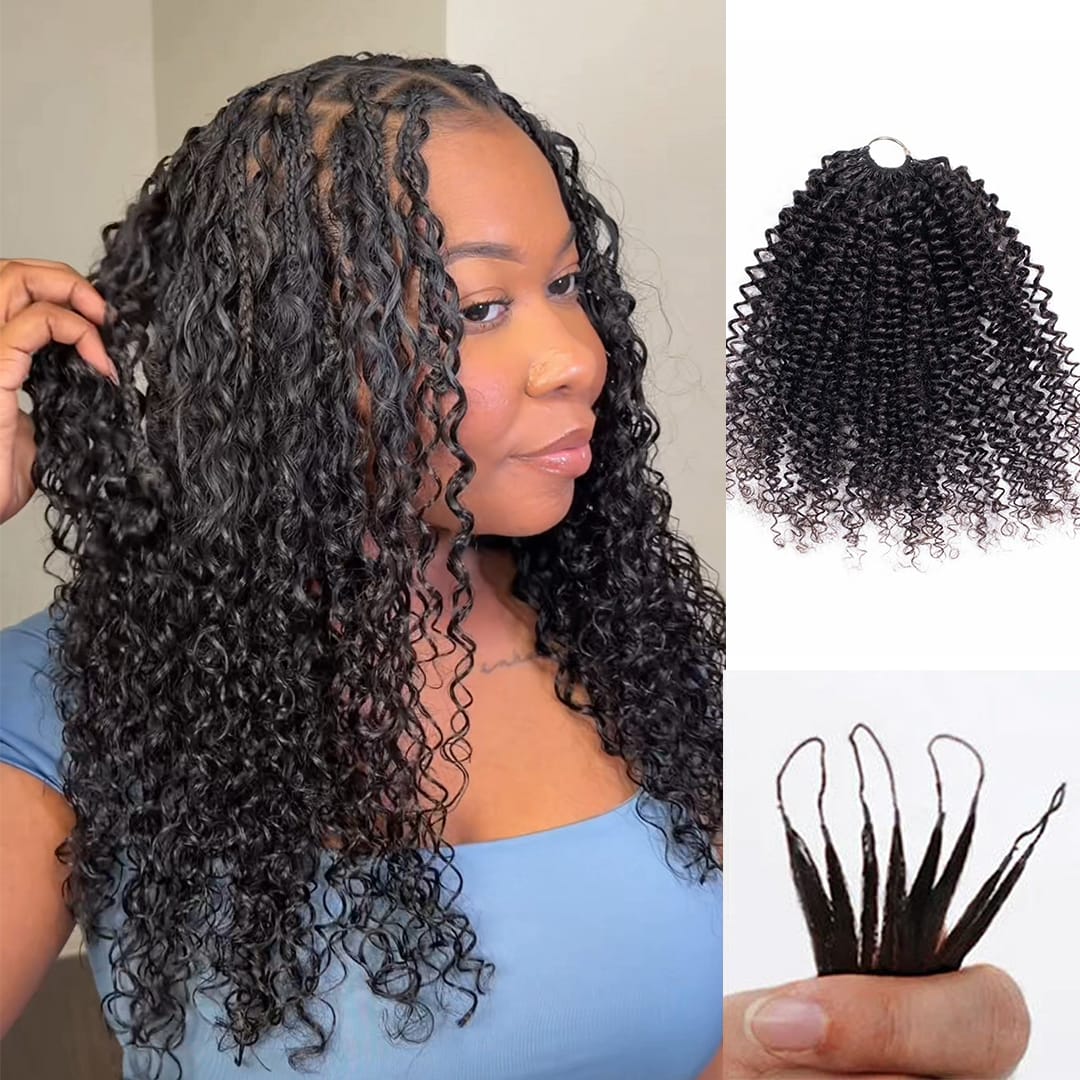 AILUXY Tissage  à Nœuds Plumes en Rideau, Texture Crépue à Petites Boucles, Installation Rapide, Effet Volume Naturel et Dense