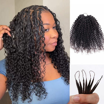 AILUXY Tissage  à Nœuds Plumes en Rideau, Texture Crépue à Petites Boucles, Installation Rapide, Effet Volume Naturel et Dense