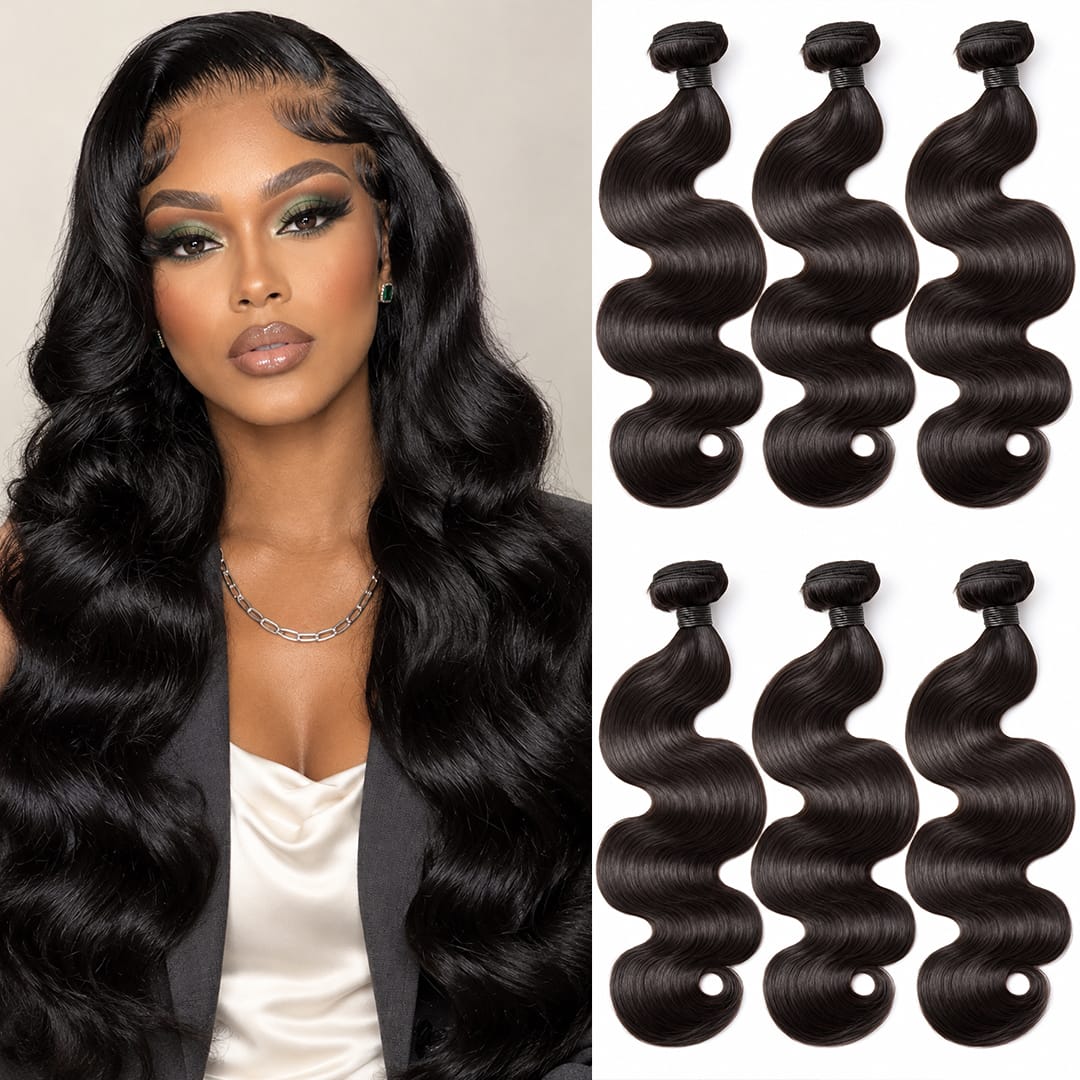 AILUXY Tissage Body Wave Noir 3 Paquets 100% Cheveux Humains
