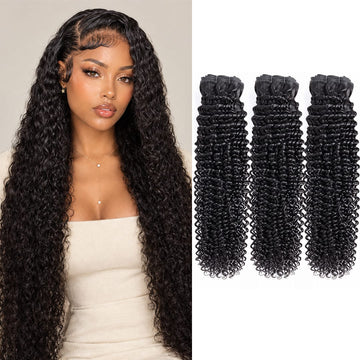AILUXY Tissage Bouclé Noir 3 Paquets 100% Cheveux Humains