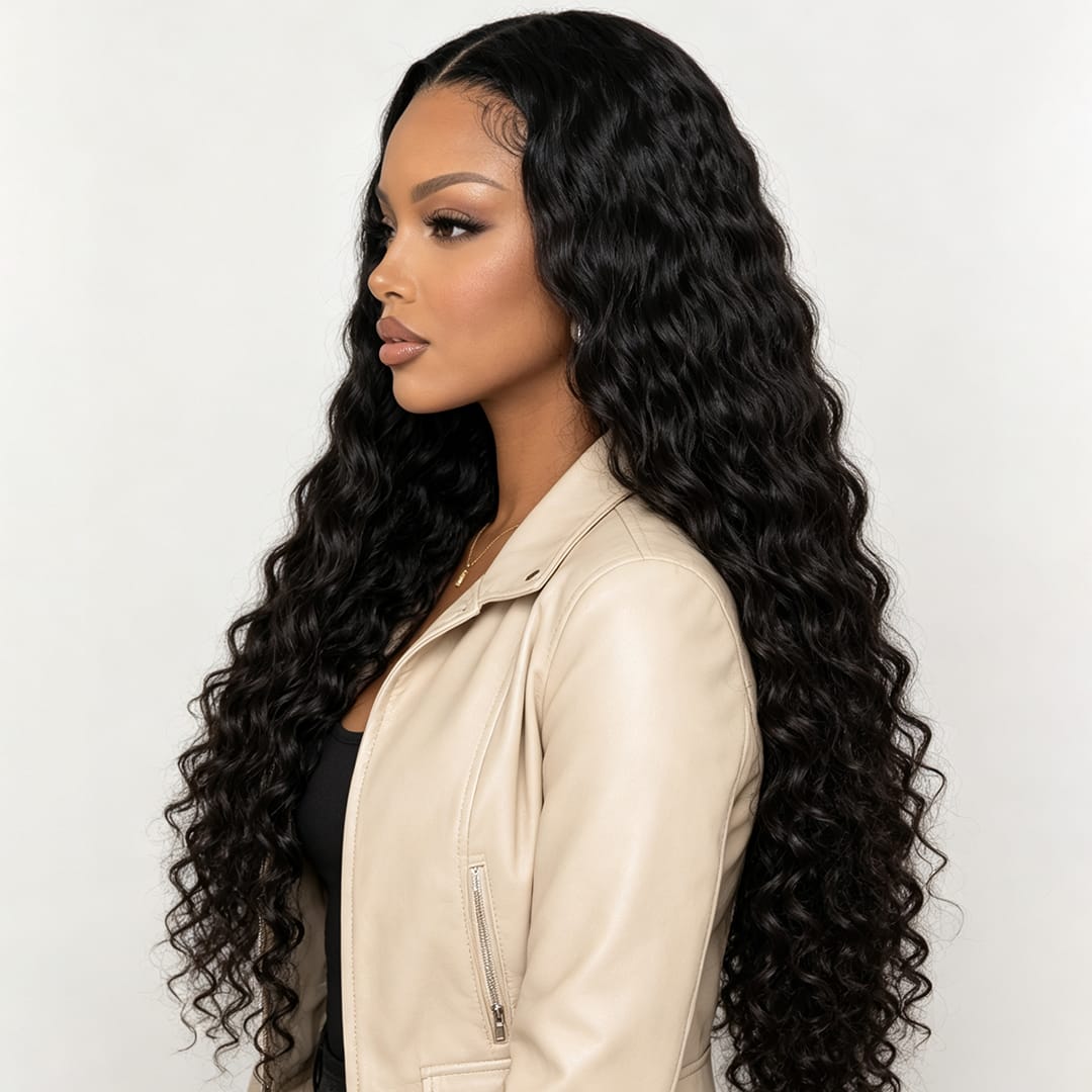 AILUXY Tissage Deep Wave Noir 100% Cheveux Humains
