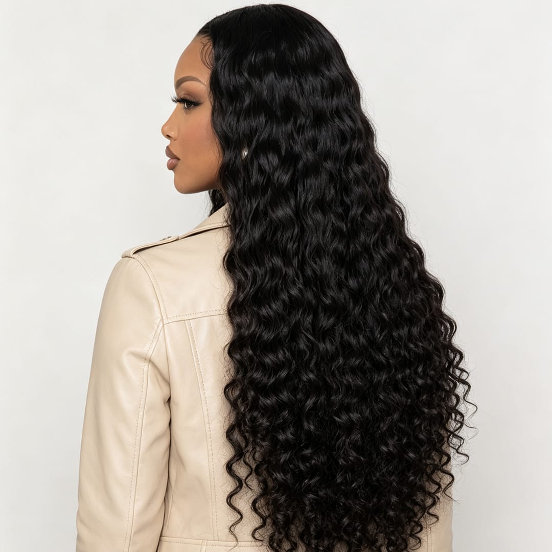 AILUXY Tissage Deep Wave Noir 100% Cheveux Humains