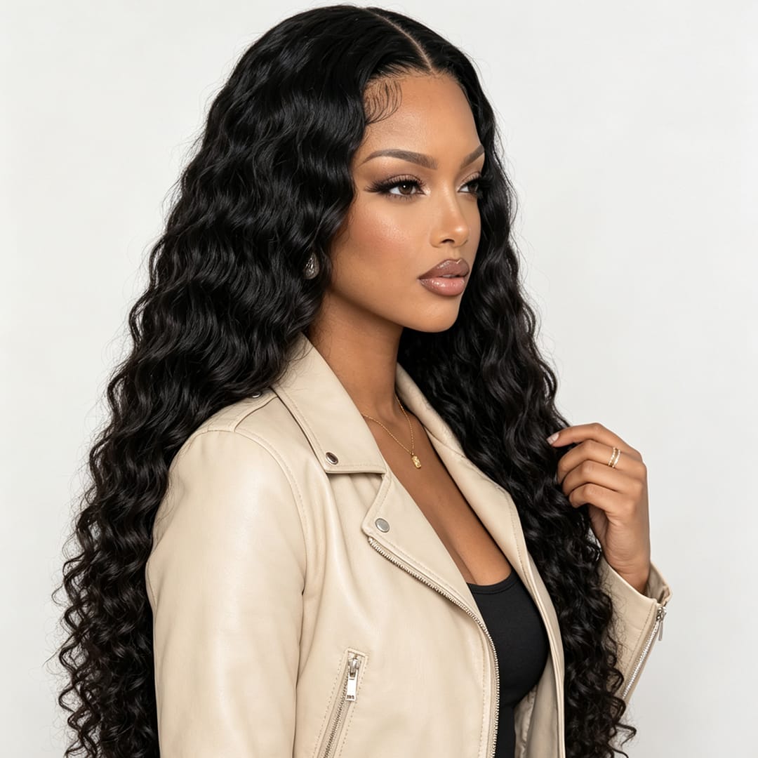 AILUXY Tissage Deep Wave Noir 100% Cheveux Humains
