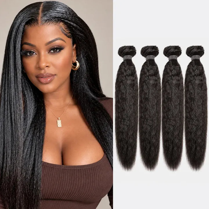 AILUXY Tissage Kinly lisse Noir 4 Paquets 100% Cheveux Humains