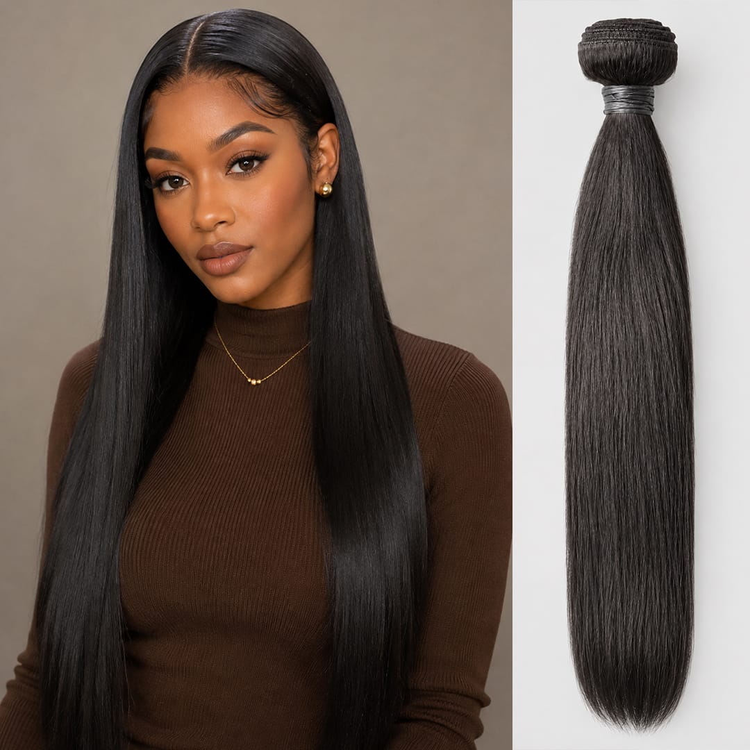 AILUXY Tissage Lisse Noir 100% Cheveux Humains