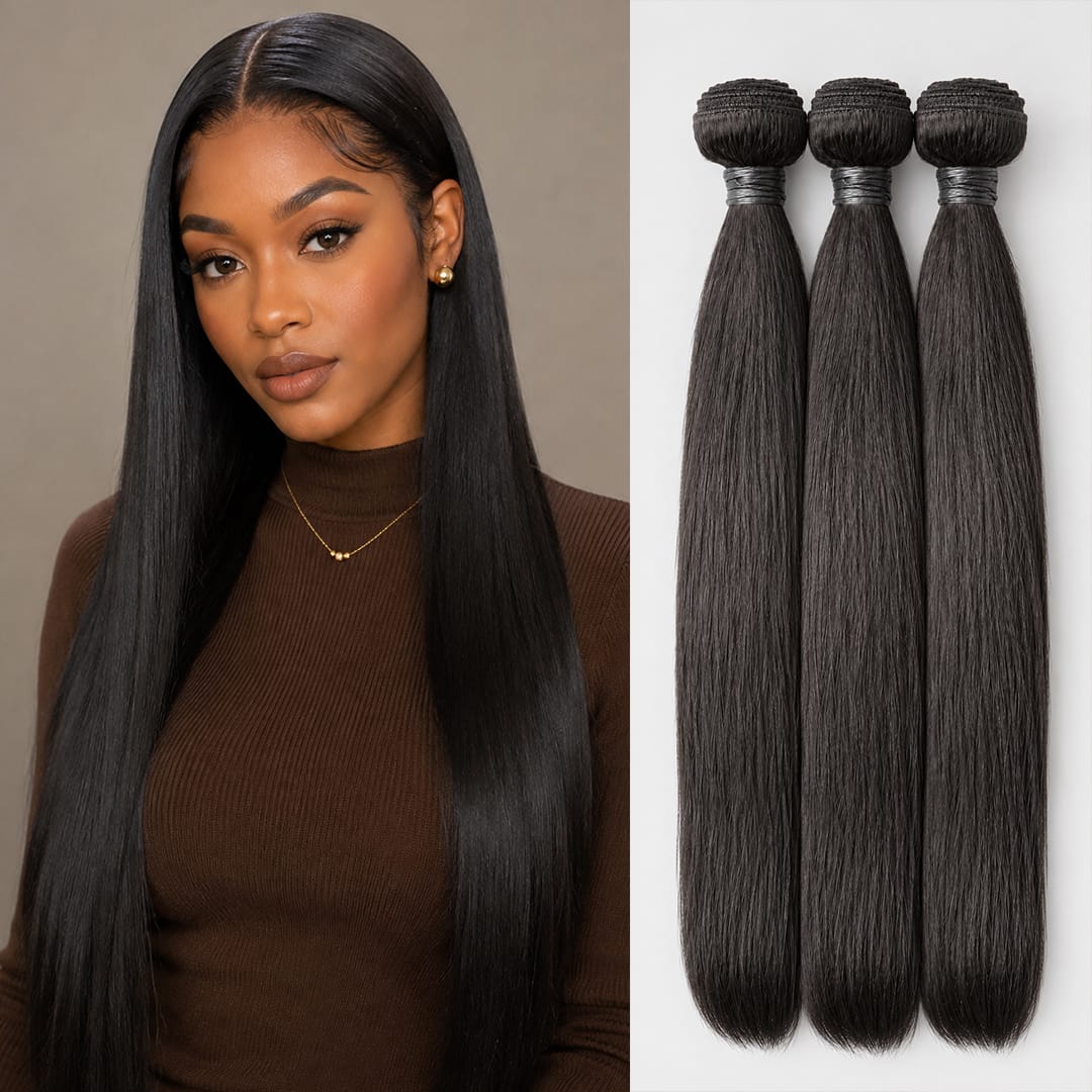 AILUXY Tissage Lisse Noir 3 Paquets 100% Cheveux Humains