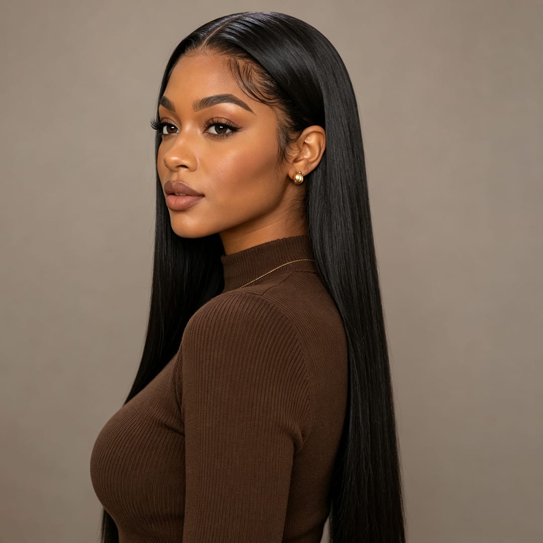 AILUXY Tissage Lisse Noir 100% Cheveux Humains