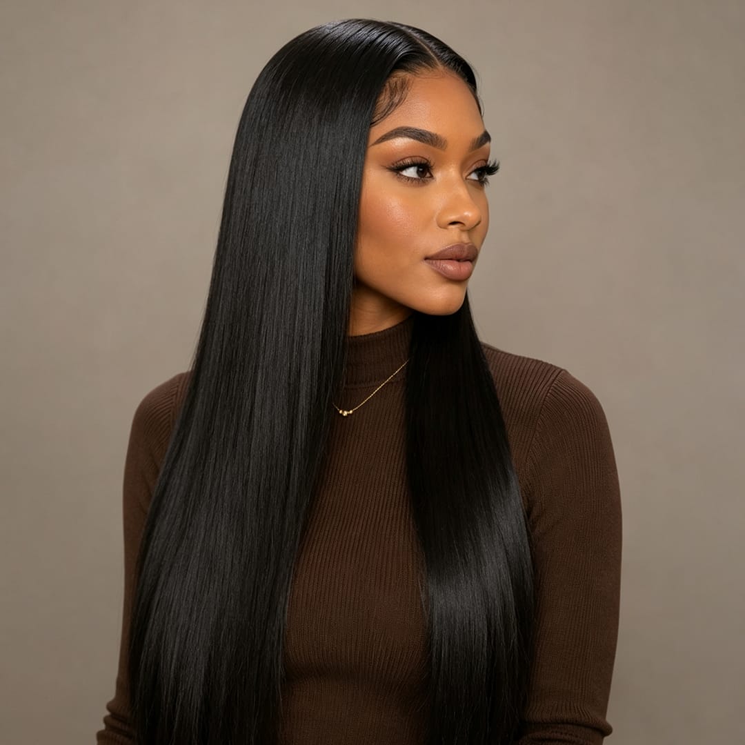 AILUXY Tissage Lisse Noir 100% Cheveux Humains