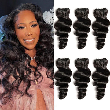 AILUXY Tissage Loose Wave Noir 3 Paquets 100% Cheveux Humains