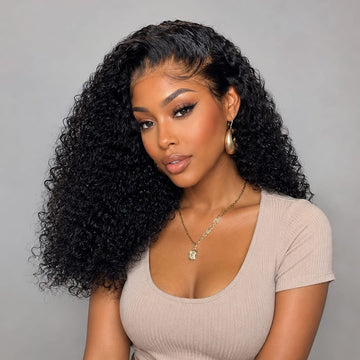 AILUXYhair 13x4 Lace Frontal Perruque Bouclée Bob Noir Perruque 200% densité 100% cheveux humains comme sur la vidéo 2 - 3 jours reçus+Un beau cadeau