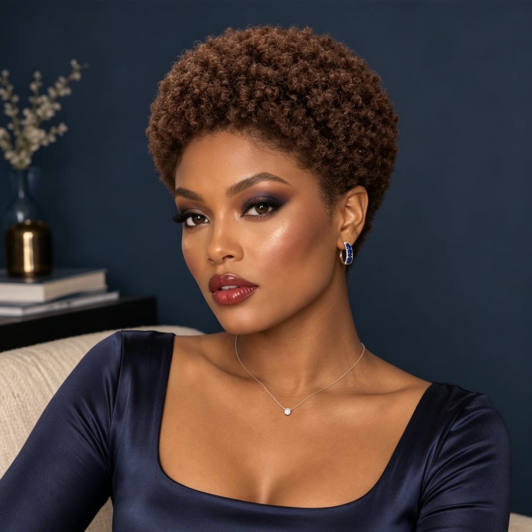 AILUXY 13x4 Lace Bob Noir Perruque afro curly