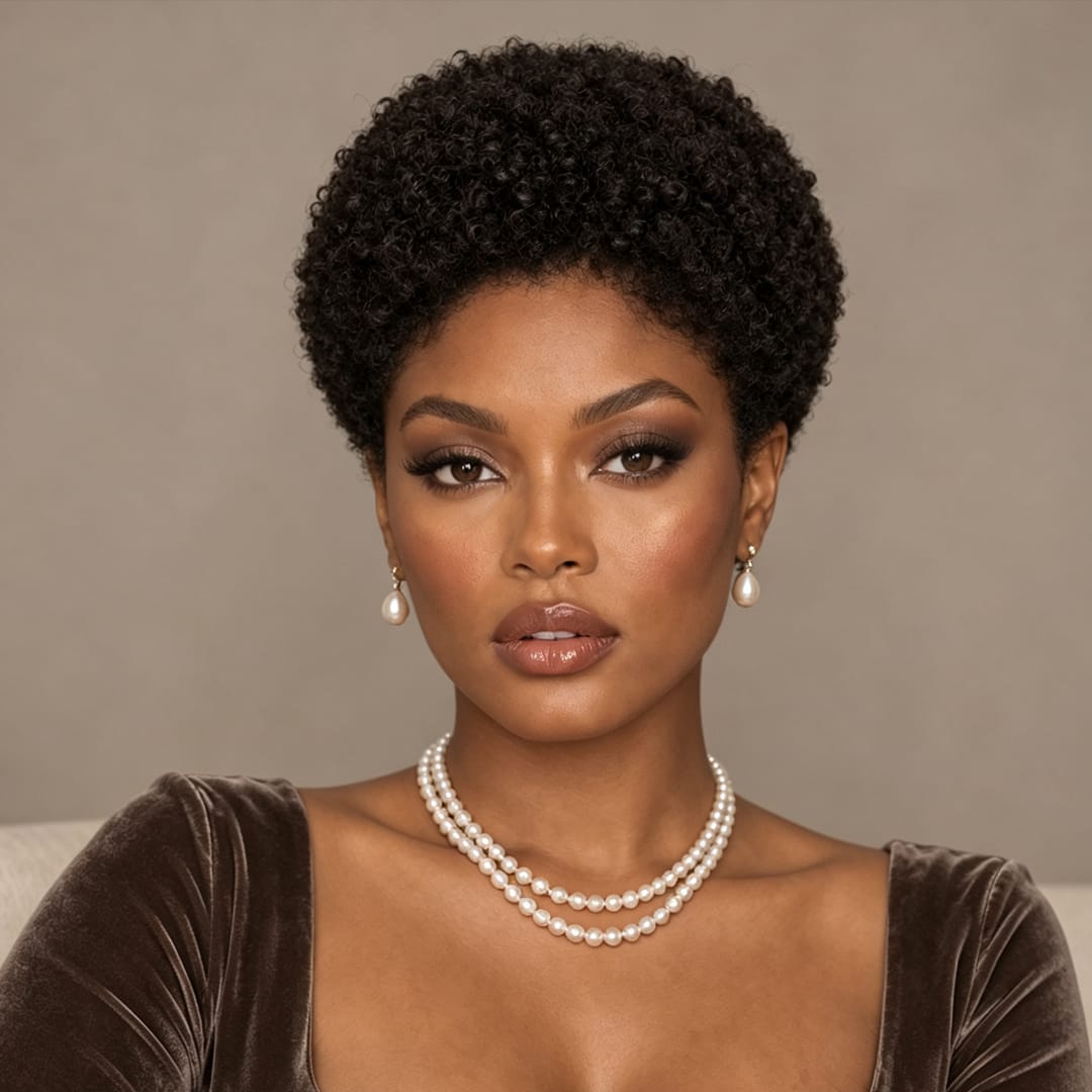 AILUXY 13x4 Lace Bob Noir Perruque afro curly