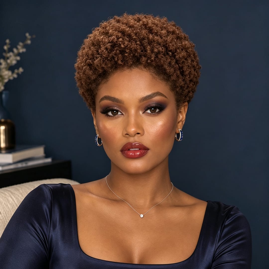 AILUXY 13x4 Lace Bob Noir Perruque afro curly