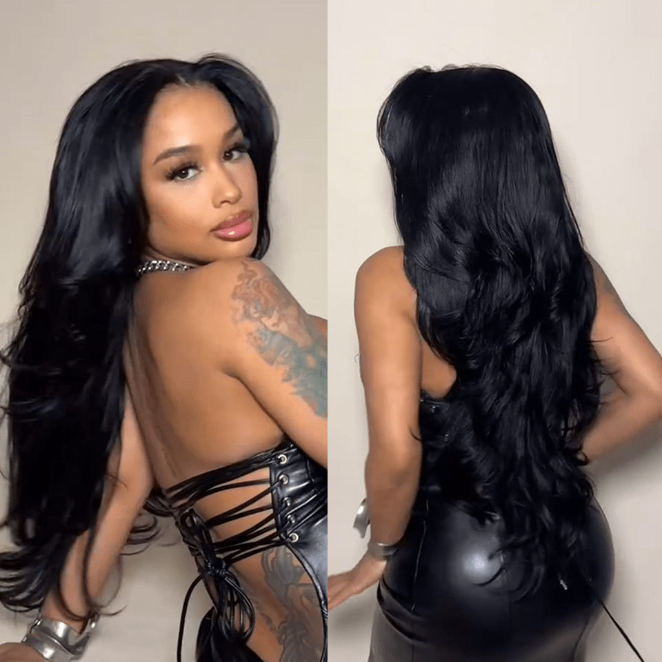 AILUXY 13x4 Lace Body Wave Longue Noir Perruque VENTE FLASH 24heures