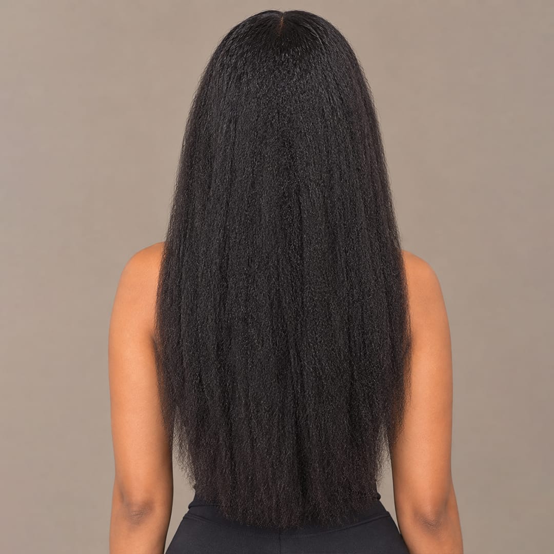 AILUXY Perruque Longue Kinky 4x4 Lace Closure Couleur Naturelle