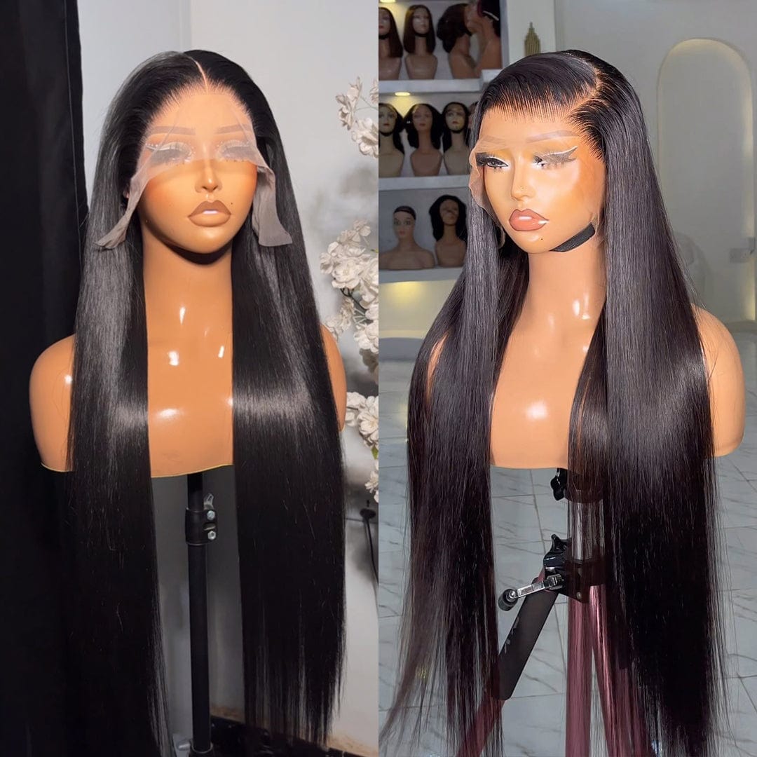 AILUXY Perruque Longue Lisse avec Lace Frontale 13X4 Raw Hair 200% Densité