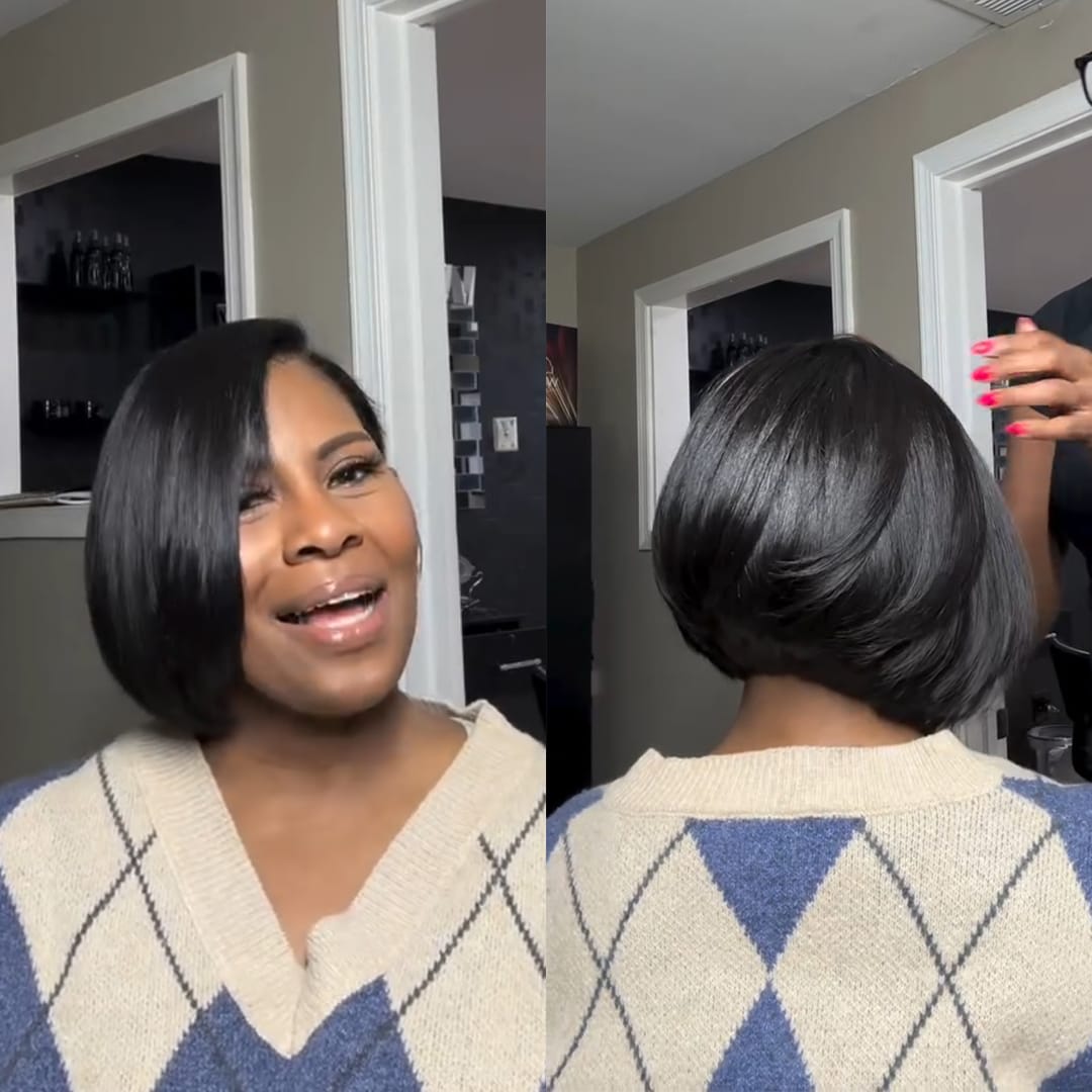 AILUXY Perruque bob noire ultra lisse, coupe élégante pour tous les jours