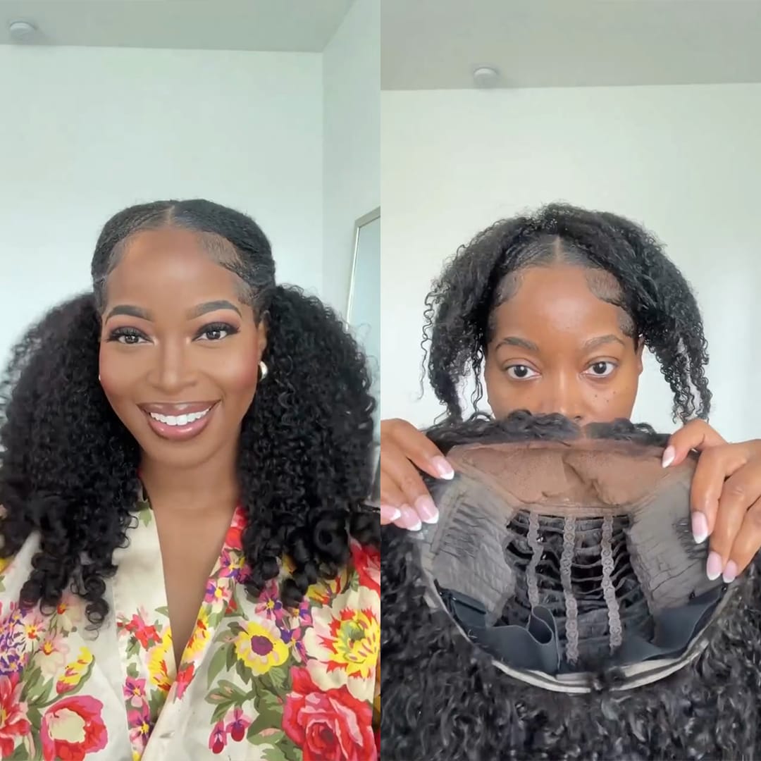 AILUXY Perruque Boucles Volumineuses Perruque Avec Bonnet Ajustable Confortable