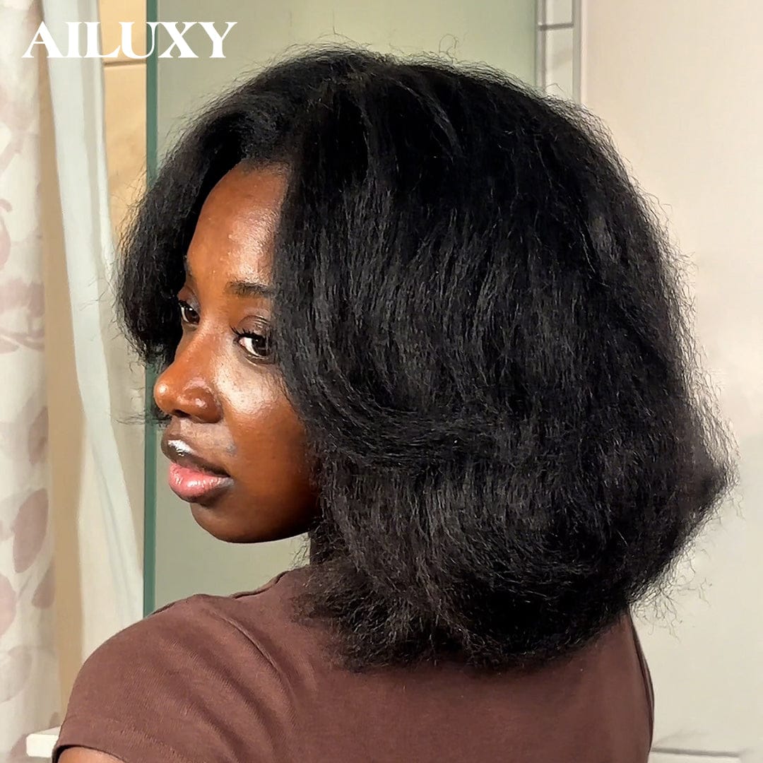 AILUXY Perruque 4×4 dentelle Bob Natural color, Identique à l'image