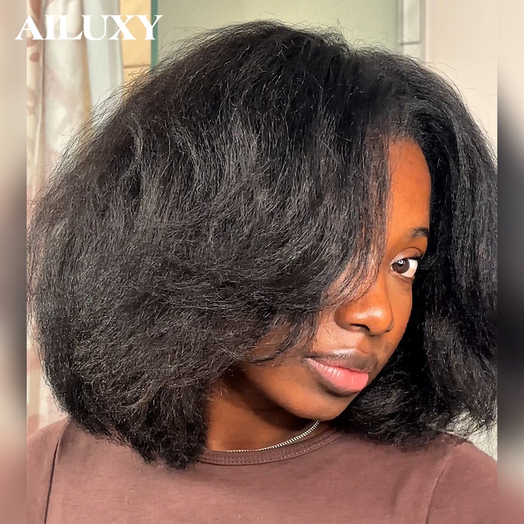AILUXY Perruque 4×4 dentelle Bob Natural color, Identique à l'image