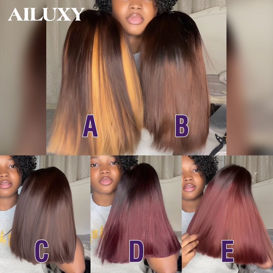 AILUXY  lace closure 2x6 et 4x4 Perruque Lisse BOB STRAIGHT Hair Perruque en 100% Cheveux Humains