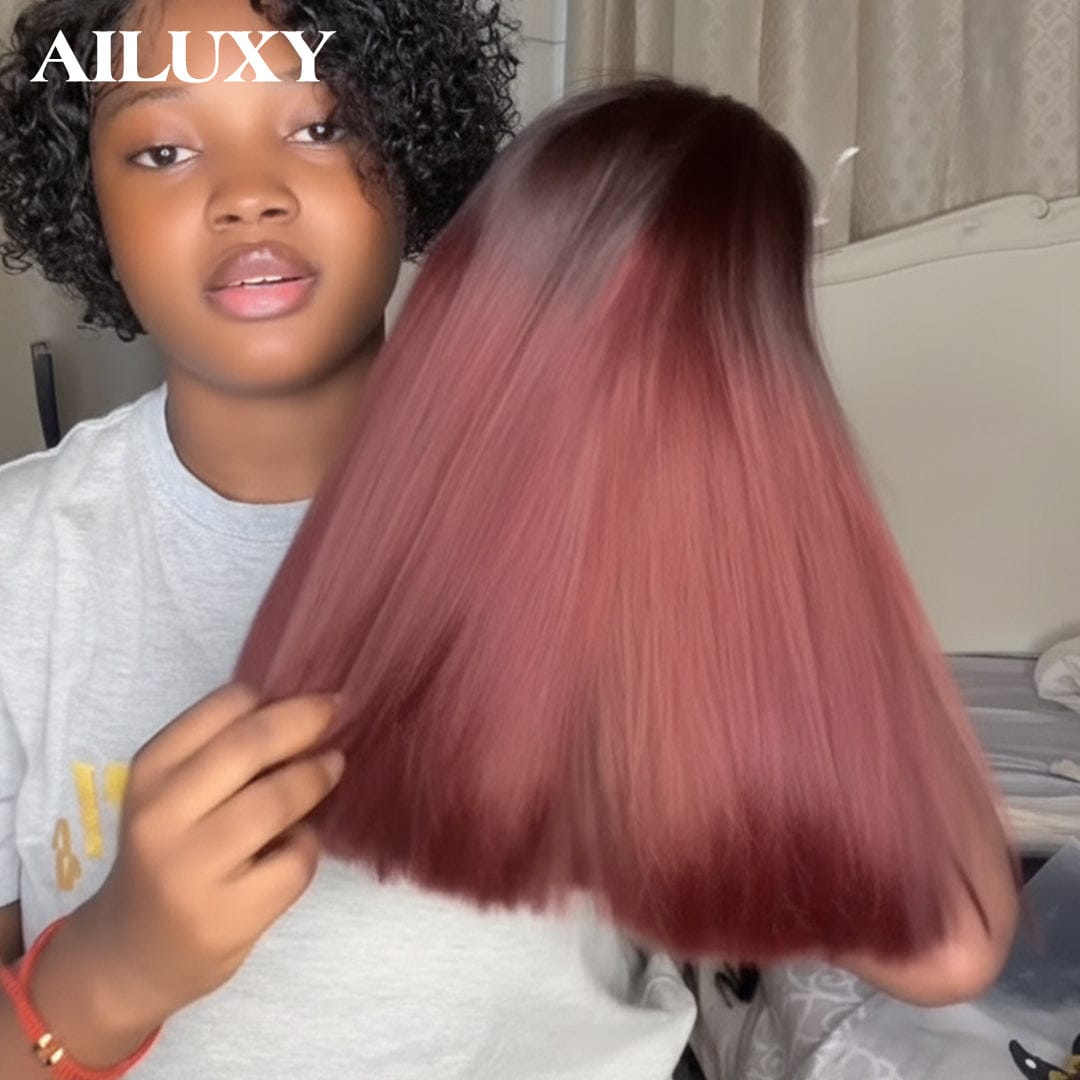 AILUXY  lace closure 2x6 et 4x4 Perruque Lisse BOB STRAIGHT Hair Perruque en 100% Cheveux Humains