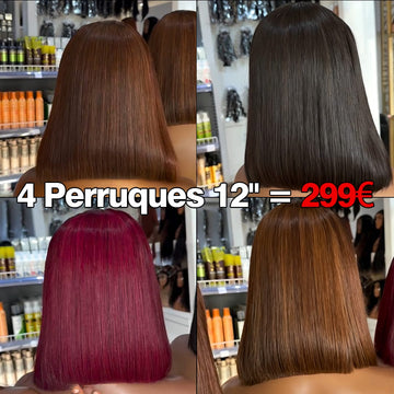 AILUXY 4 Perruques = €299 | Perruque Bob Droite Blended 12 Pouces