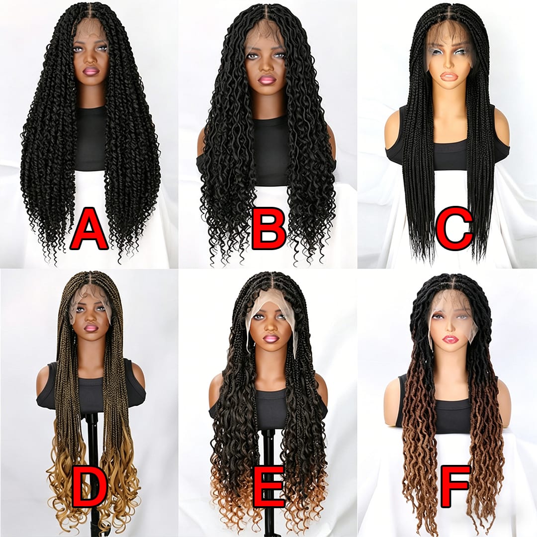AILUXY Perruque Lace Front Multi-Styles Tressés Blended Cheveux Synthétiques Naturelle | Identique à la Photo