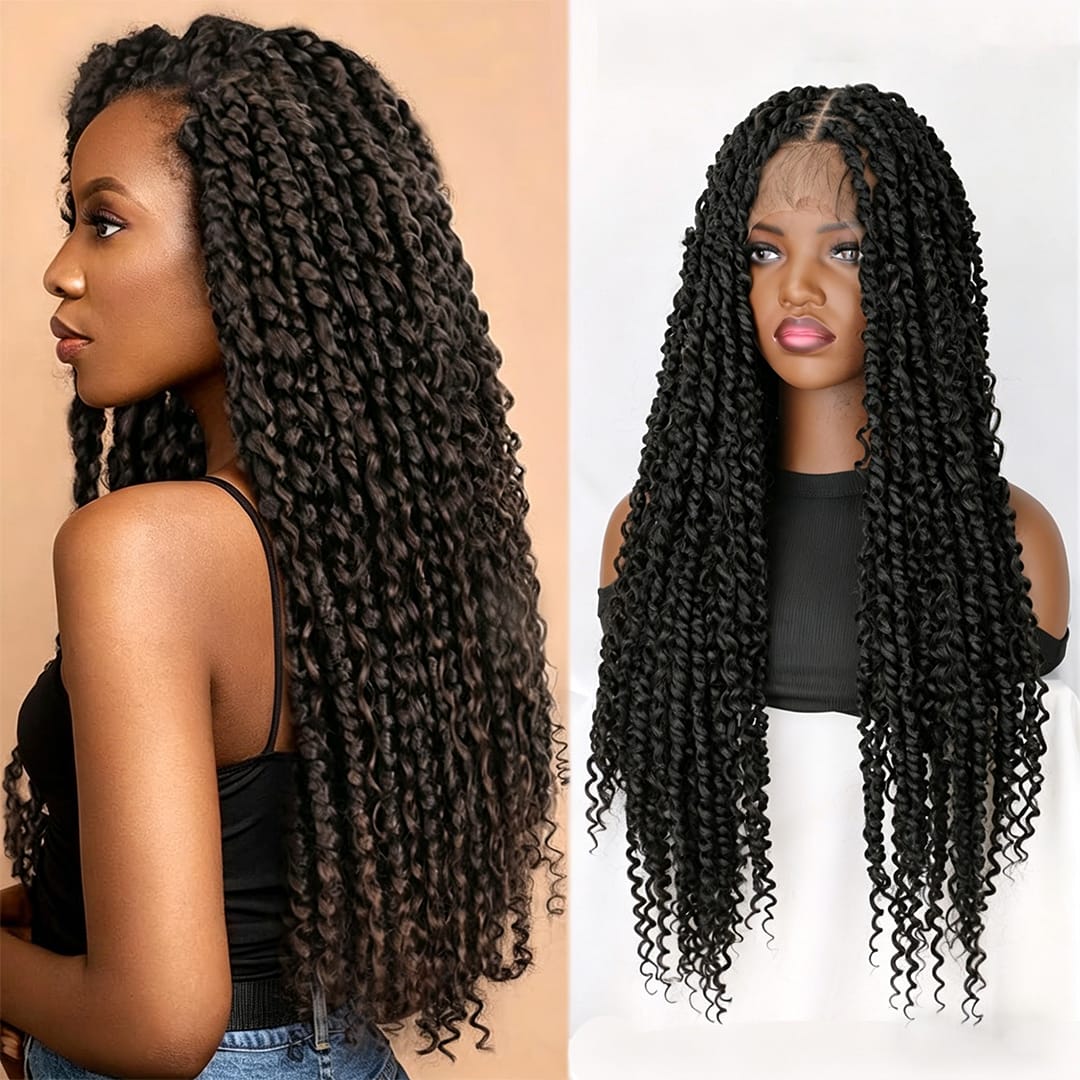 AILUXY Perruque Lace Front Multi-Styles Tressés Blended Cheveux Synthétiques Naturelle | Identique à la Photo